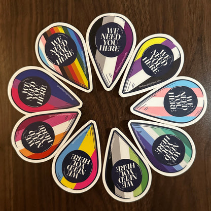 We Need You Here Non-Binary Pride 3" Stickers | LGBTQ+ Pride Stickers