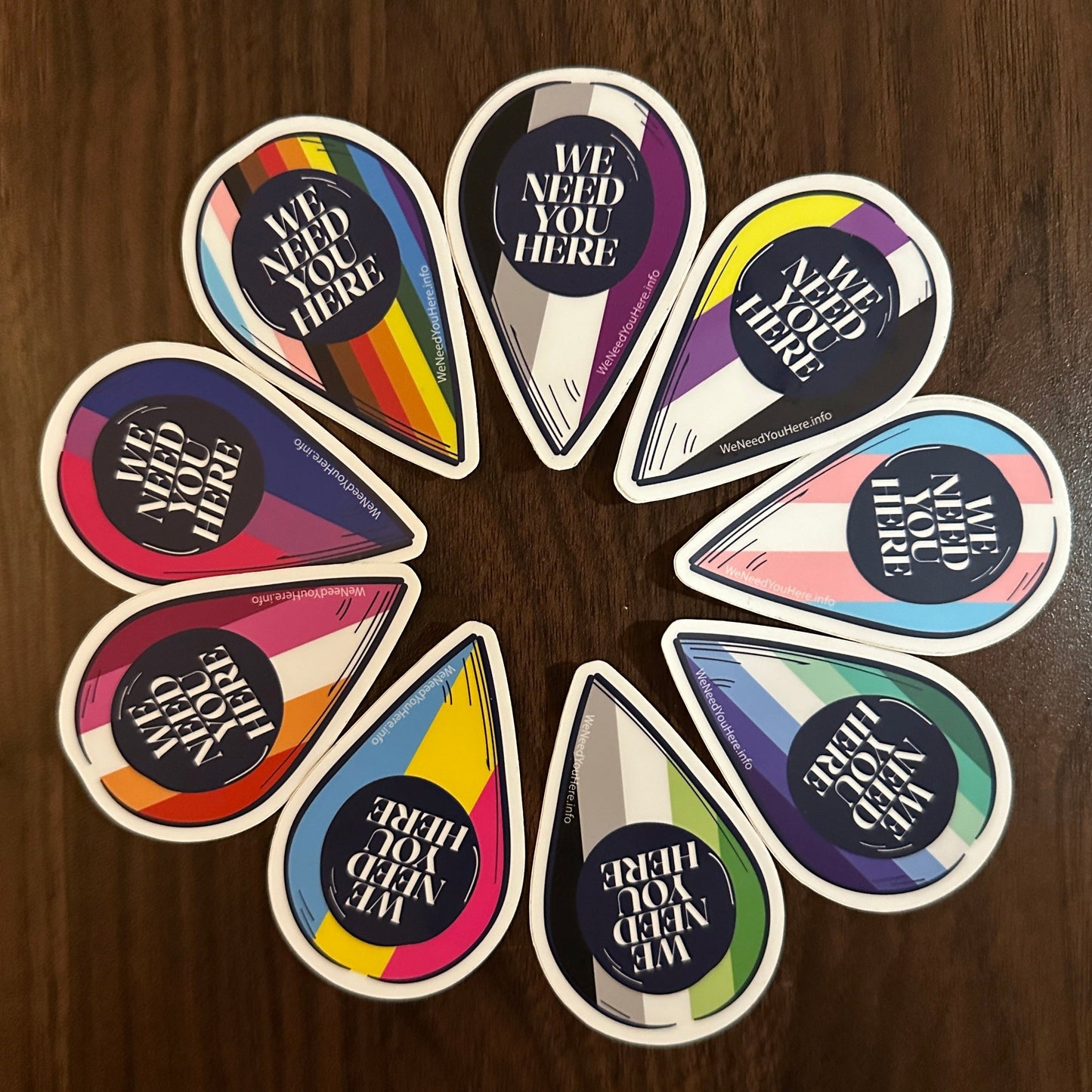 We Need You Here Trans Pride 3" Stickers | LGBTQ+ Pride Stickers